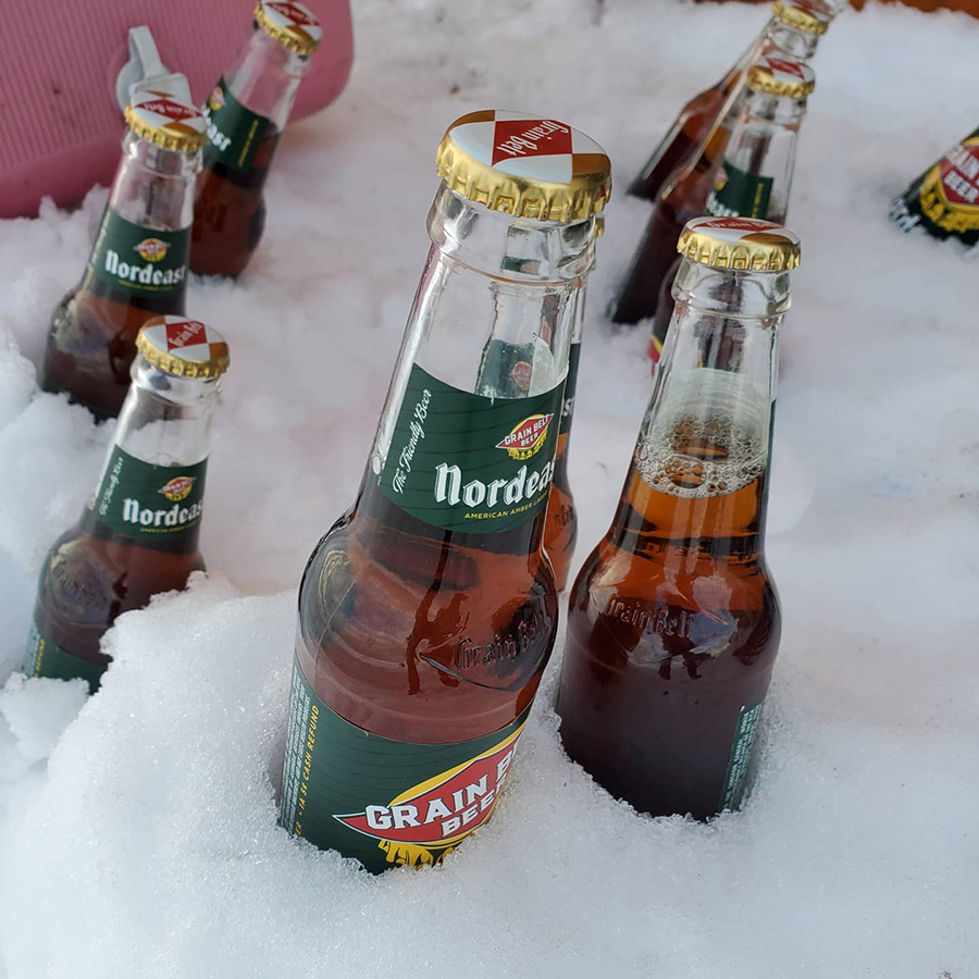 grain belt beer in snow bank image