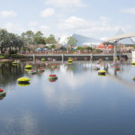 Disney's Epcot with floating flowers on lake
